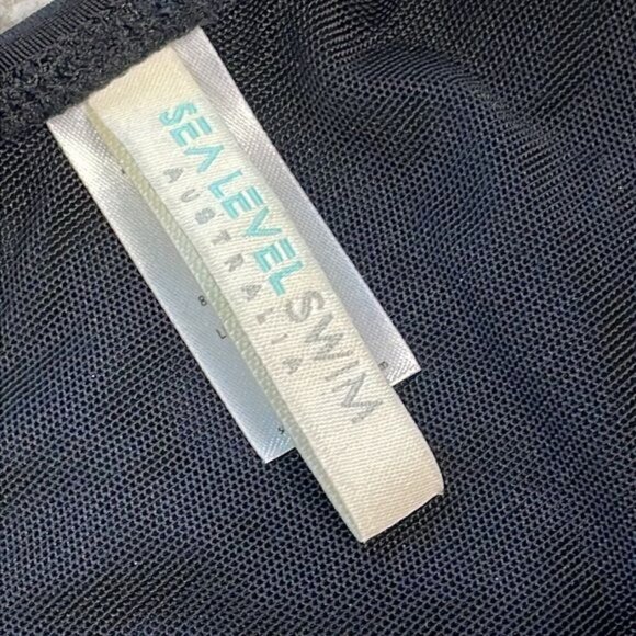 New Sea Level Eco Essentials Cross Front One Piece Swimsuit Black Ruched Sz 4 - Picture 14 of 16